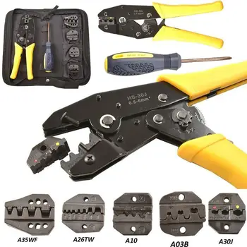 

Crimping Tool Kit Terminal Ratchet Plier Crimper 5 Interchangeable Die Sets Insulated Non-insulated Cable Wire Hand Tool