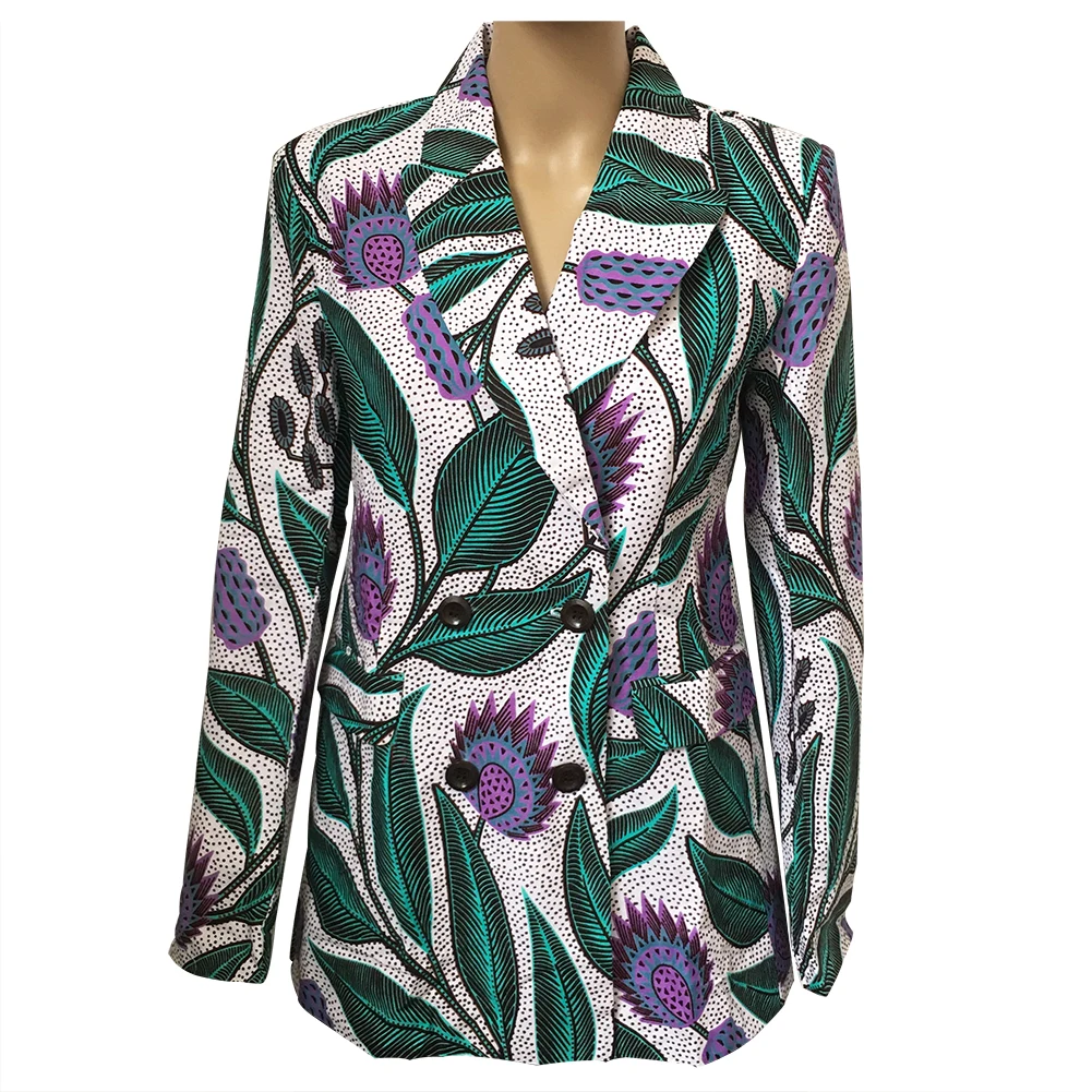 

2018 Autumn Women Fashion Marvellous African Ankara Print Trench Coat Modern African Blazer