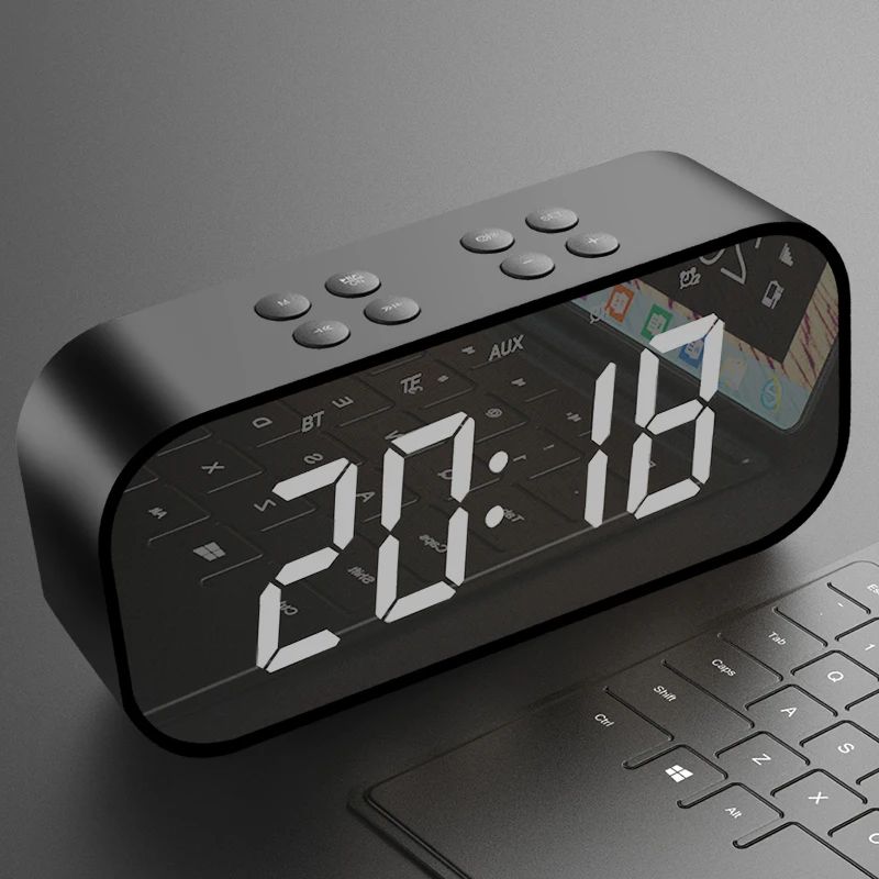 

ZAPET Bluetooth Clock Speaker 5.0 Portable Wireless Speaker Bluetooth Column with LED Display Screen for Laptop Phone