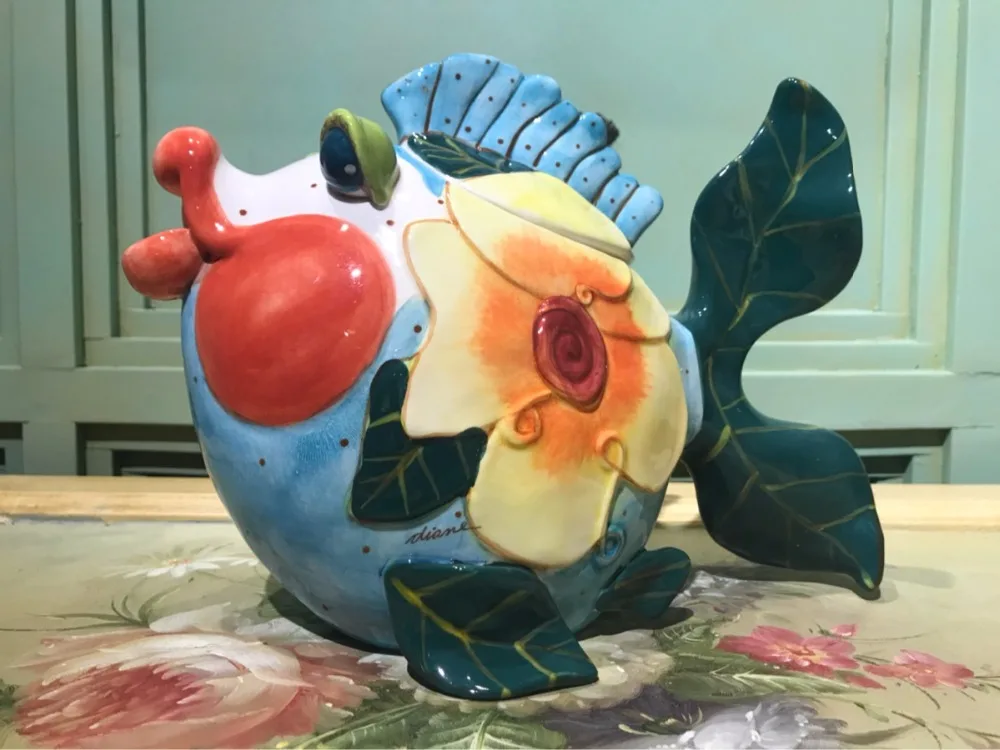 Европейские дизайнерские модели сексуальный керамический чайник Золотая рыбка банка декоративные украшения бизнес-подарки