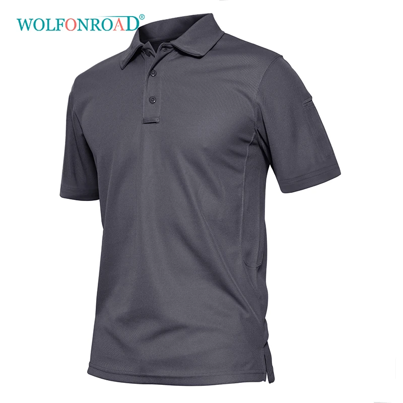 WOLFONROAD Tactical Army T-shirts Men Summer Short Sleeve Quick Drying Polos Lightweight Outdoor Hiking Camping T-shirts Sports