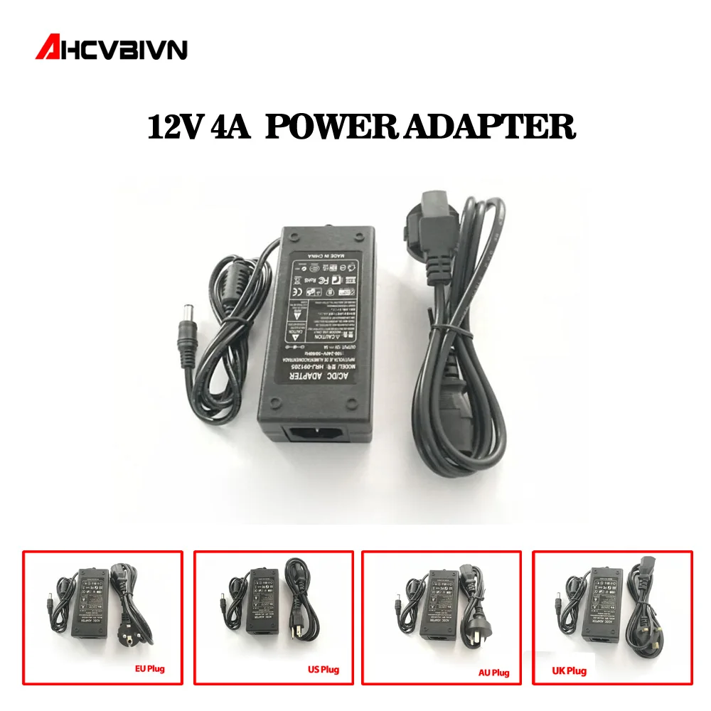 12V 4A источник питания для светодиодной ленты EU/US/UK/AU адаптер для AC110-220V до DC12V опций вилка трансформатора