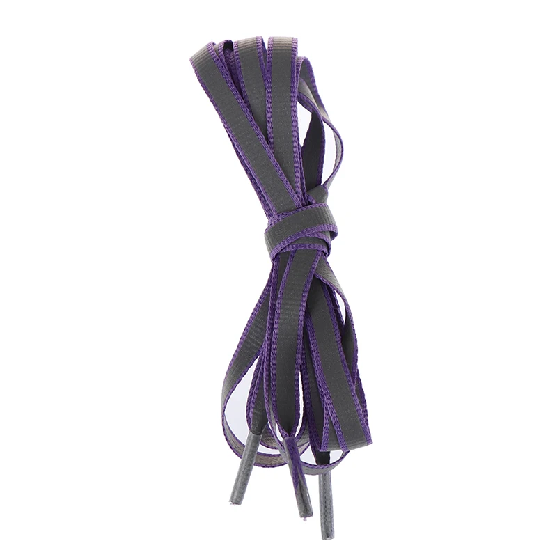 1 пара шнурков 100 см ярких цветов, плоские шнурки, светоотражающие шнурки для обуви - Цвет: Purple