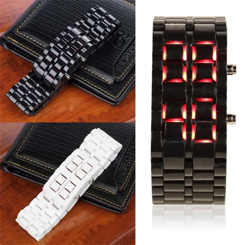 

Unisex Plastic Bracelet Watch Men Lava Iron Samurai Metal Creative Watch LED Faceless Digital Wristwatches for Women