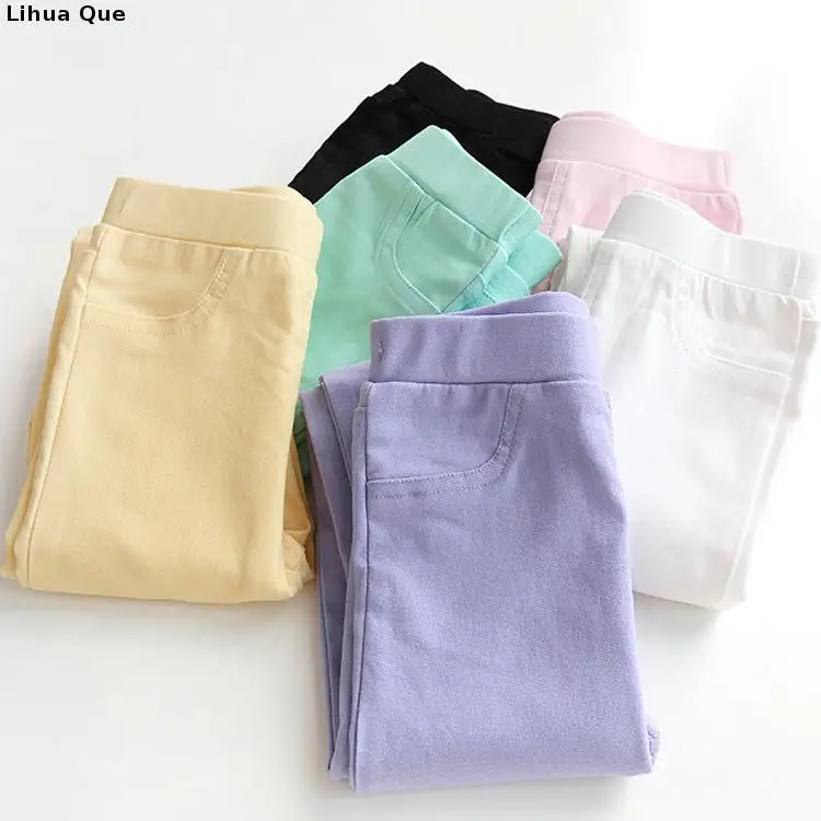 

Girls Pant Spring and Autumn Girls Leggings Korean version of the thin cotton children' s pants Slim candy Kids Leggings