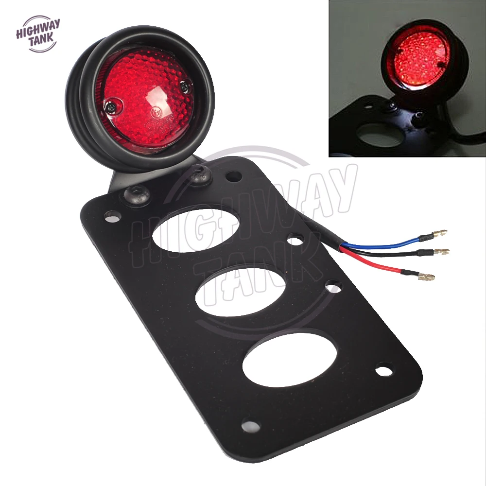 

7" x 4" Motorcycle Tail Brake Light Moto Lamp License Plate Side Mount Bracket case for Harley Bobber 20mm axles