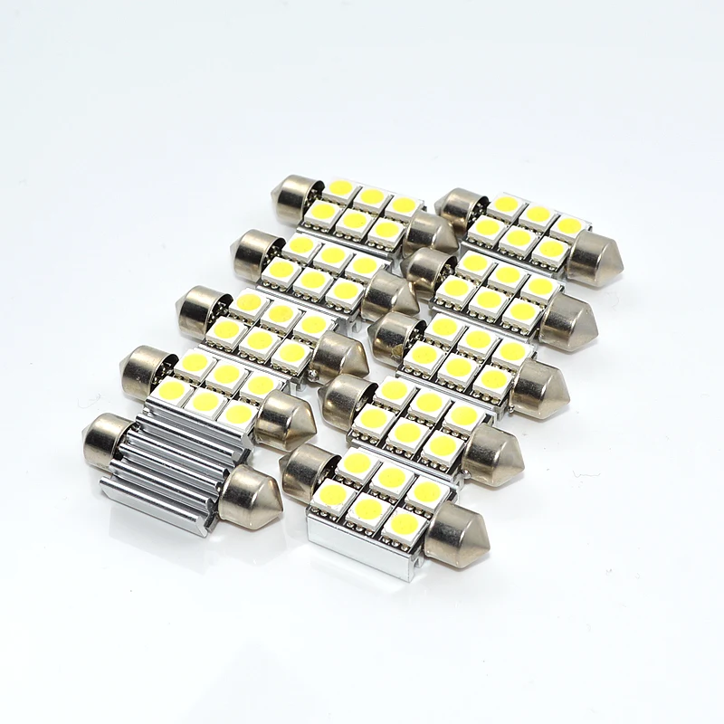 10 шт. 36 мм 6 SMD 5050 Белый купол Festoon CANBUS безошибочный автомобиль 3 светодиодных