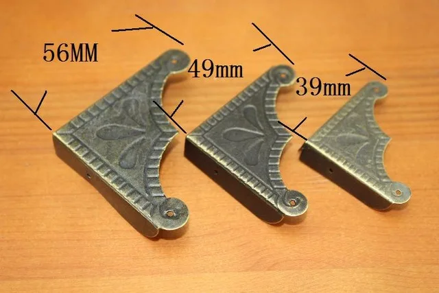 50Pcs 56MM Large Antique wrap angle corner decorative wooden gift box tin Right Angle Corner box