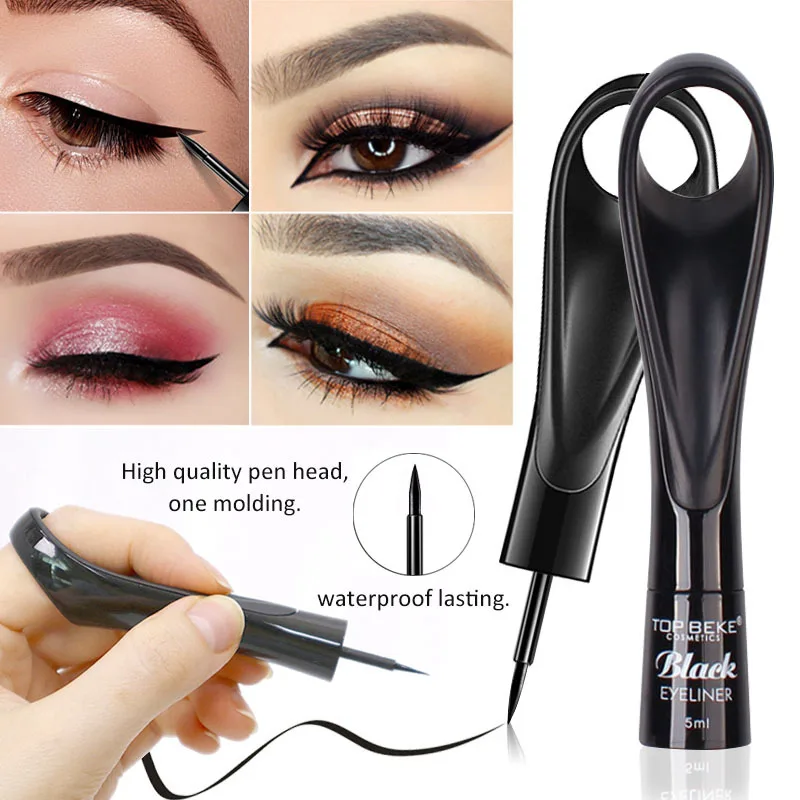 

Black Eyeliner Ring Buckle Design Long Lasting Waterproof Smudge-Proof Liquid Eyeliner Cosmetic Beauty Makeup Tools TSLM2