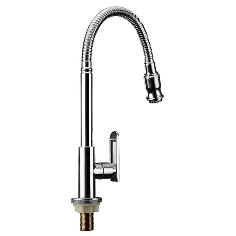Xueqin Wholesale Single Hole Flexible Chrome Brass Pull Out Spring Kitchen Sink Single Lever Faucet Cold