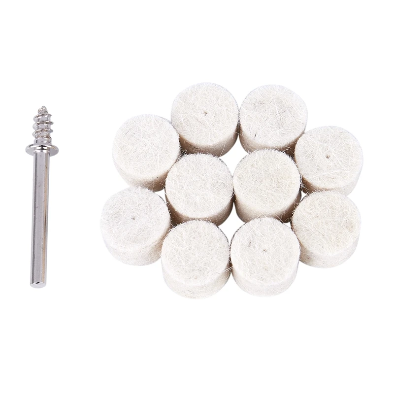 

10 Piece Set Of Live Handle Wool Grinding Head Wool Wheel Felt 25Mm Wool Wheel Mirror Polishing Tool