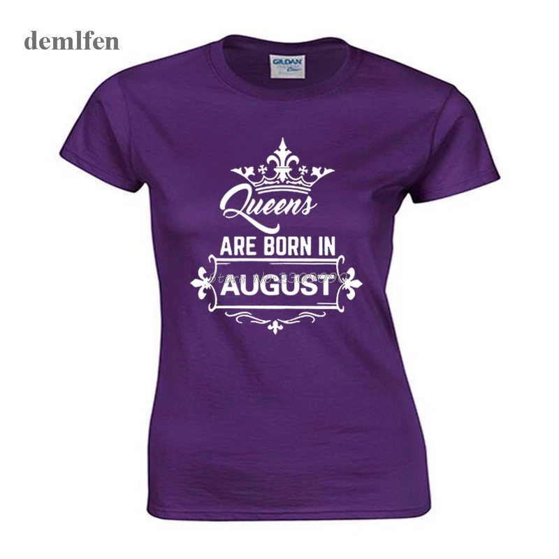 Футболка женская хлопковая с круглым вырезом и надписью Queen Are Born In August|top tees|queen