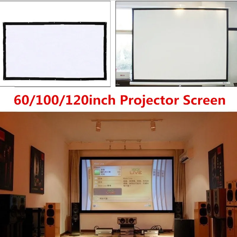 Складной проектор Экран 120 дюймов 16:9 Ткань фильмы Кино вечерние проецирования Экран компактный Портативный презентации в классе