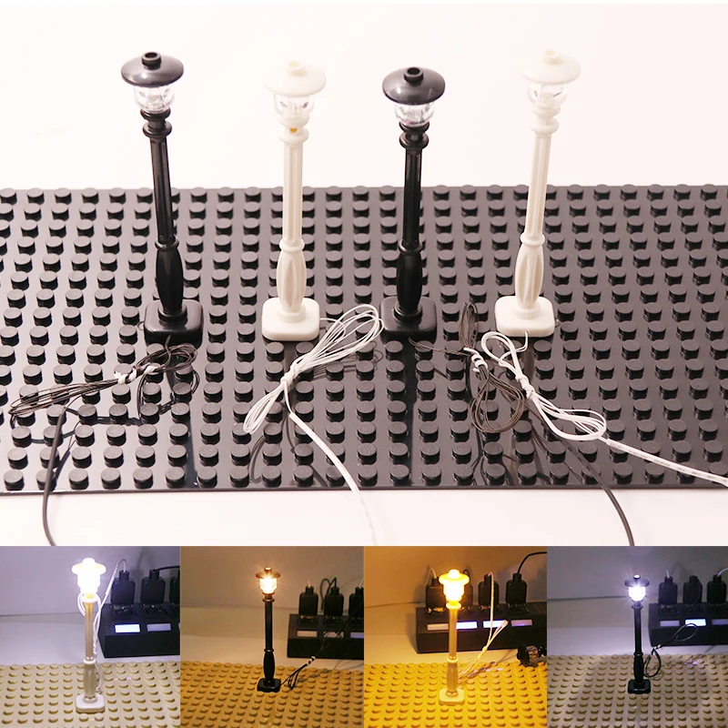 LED street light For Lego Building Block Bricks City Street battery box For lego pin Creator House DIY Toys For Children        (3)
