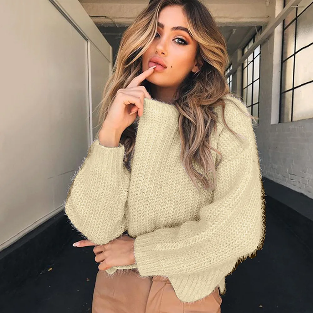 2019 4 colors V Neck Twisted Back Sweater Women Jumpers Autumn Pullovers Casual Tops Long Sleeve Knitted Sweaters pull femme | Женская