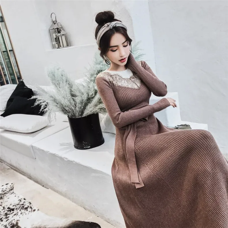 

High Quality Explosions Leisure patchwork full matching Dresses Women Autumn Casual Dress