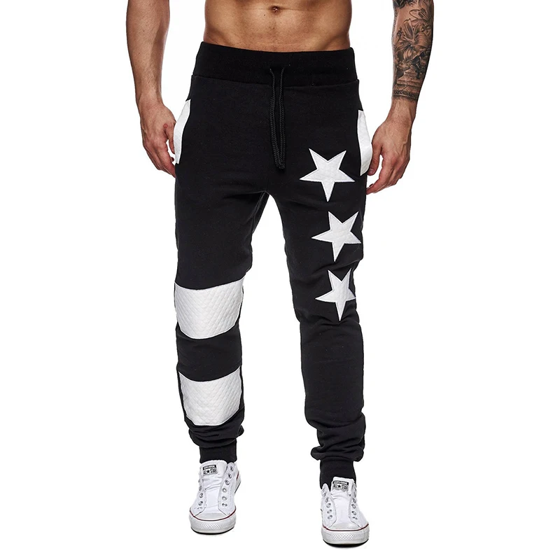 

LASPERAL Men Pants Fashion Star Print Hip Joggers Trousers Male Casual Striped Patchwork Streetwear Tracksuit Sweatpants