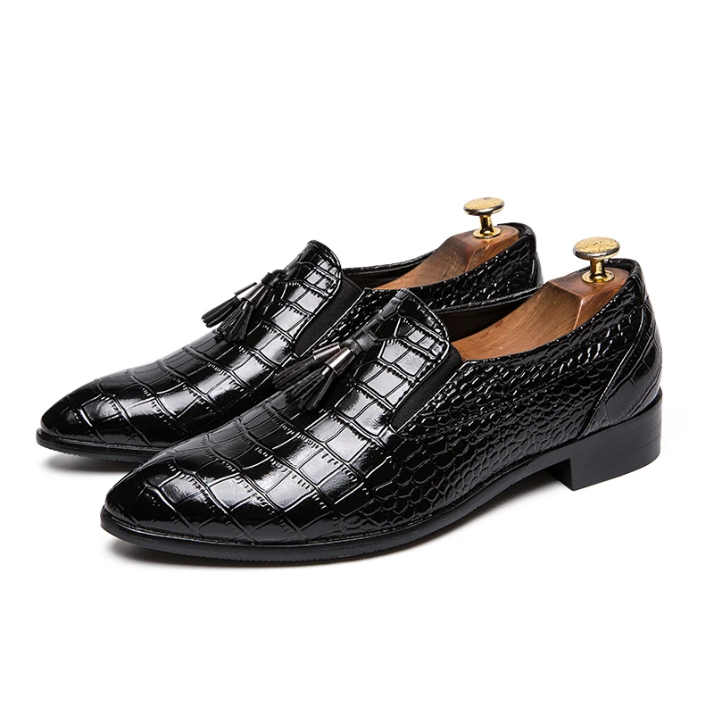 fashion snake skin leather shoes men luxury brand designer fish dress male footwear wedding italian brogue oxford shoes for men (2)