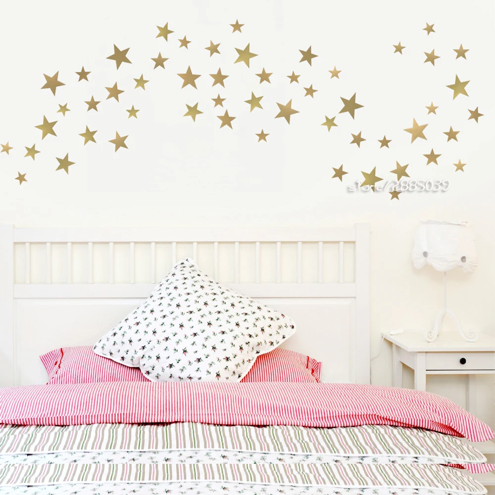 Five Point Star Wall Stickers Metallic Gold Vinyl Wall Decals Multi