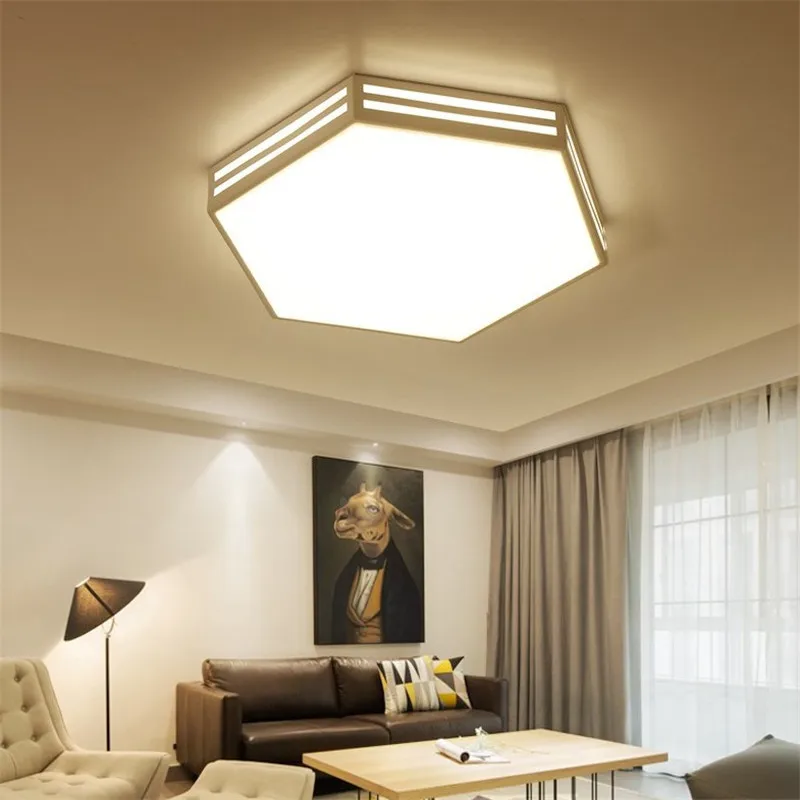 Modern Led Ceiling Light Fixture White Iron Frame Acrylic