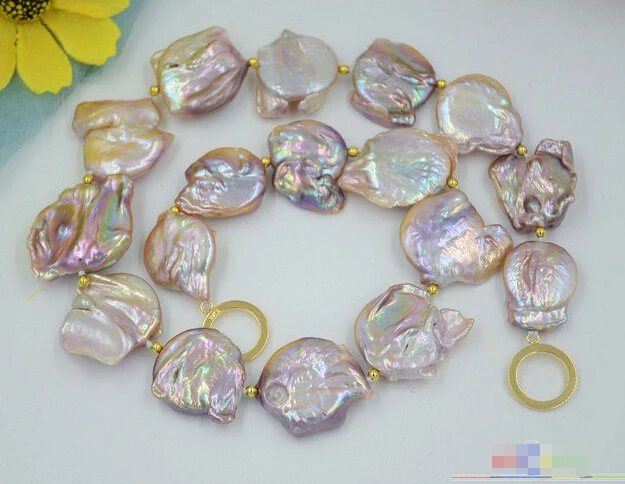 

HOT## Wholesale > P4765 19" 22mm LAVENDER BAROQUE COIN KESHI REBORN PEARL BEAD NECKLACE