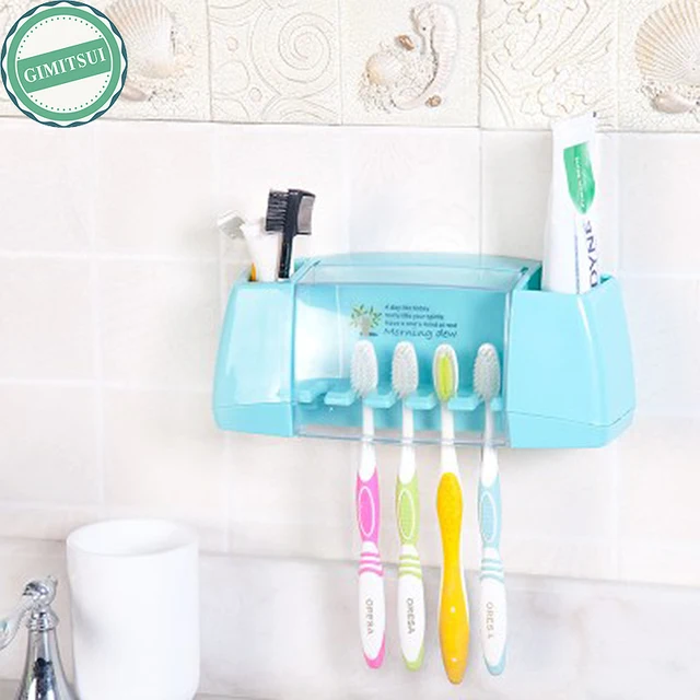 Multifunctional Toothbrush Holder Storage Box Bathroom Accessories Multifunctional Toothbrush Holder Storage Box Bathroom Accessories Suction Hooks Self Adhesive Rack Shelf Stand Organizer