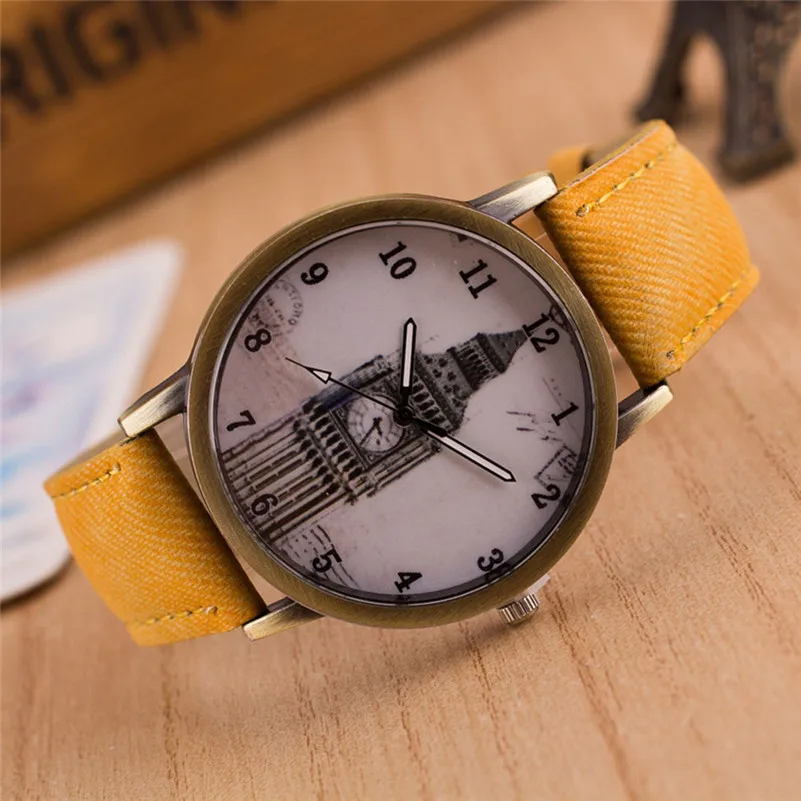 NEW Women's watches casual watches Retro Clock Tower WristWatch Cowboy Leather Band alloy Analog Quartz Watch Montre femme M21 (5)