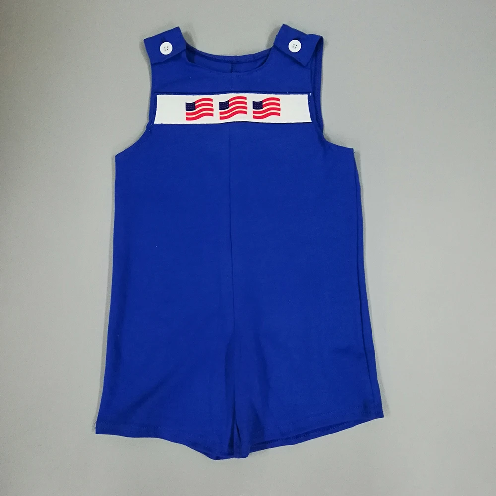 

Baby Boutique Romper 2019 Easter outfit Short Printed flag Wholesale Newborn Baby solid blue baby BPF902-110