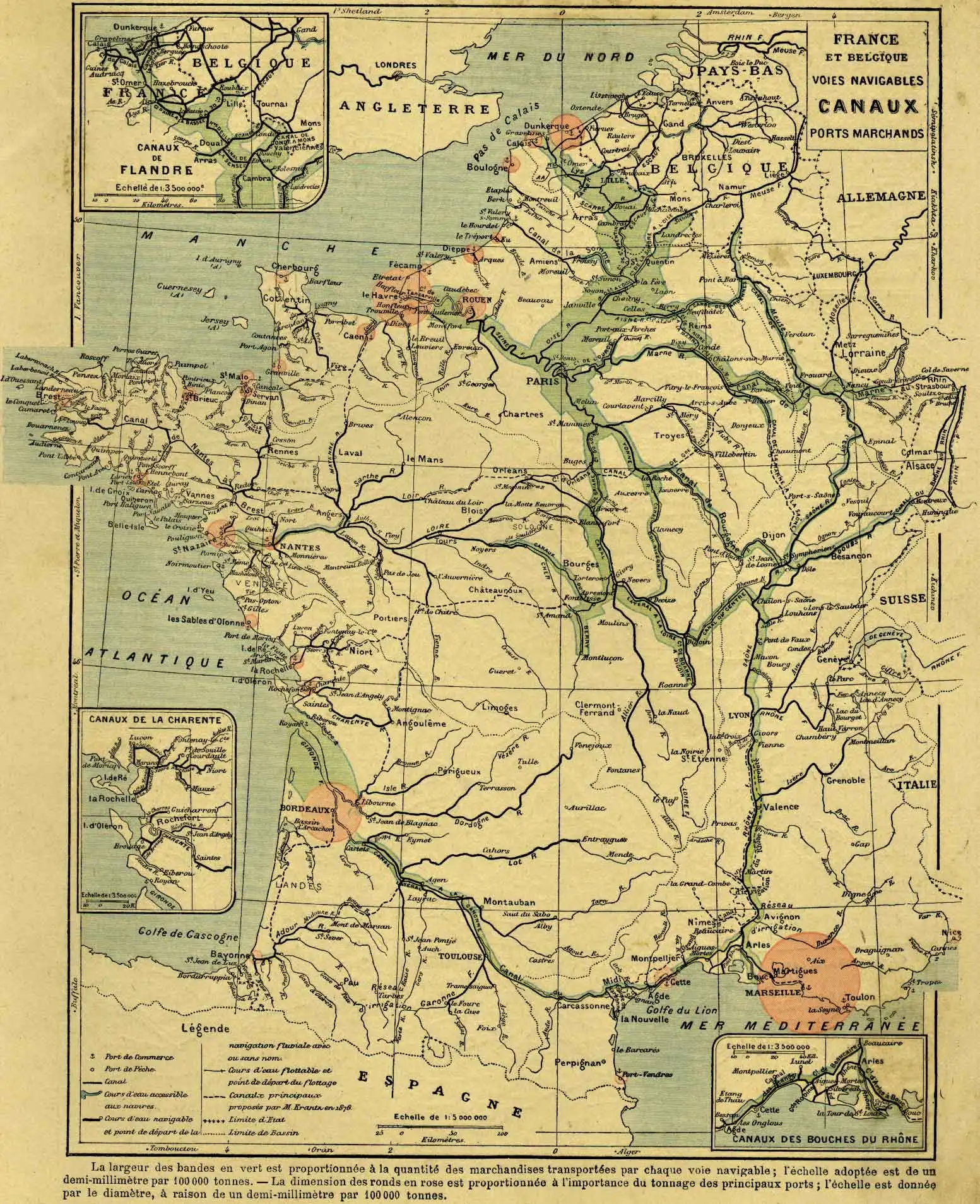 

France et Belgique voies navigables canaux Vintage Map Classic Canvas Paintings Vintage Wall Posters Stickers Home Decor Gift