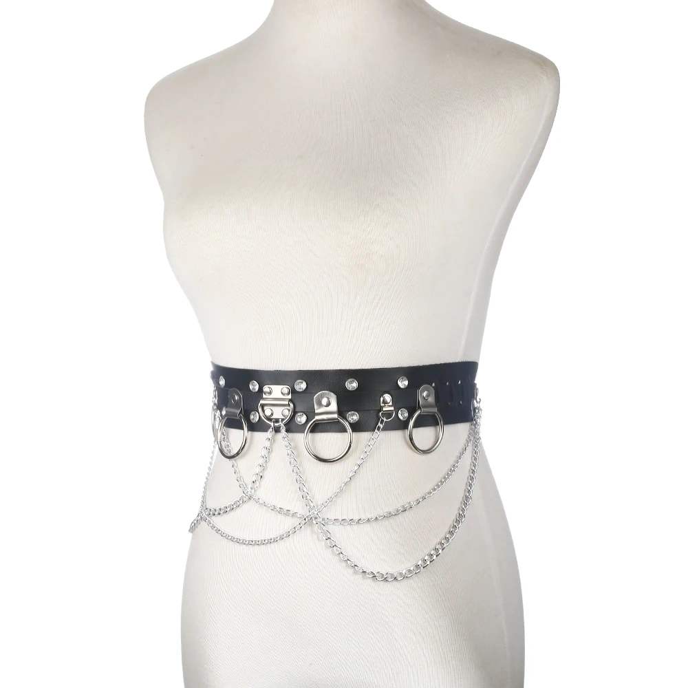 

PU Leather body chain belt bondage sexy waist chain belt punk Goth fashion jewelry cosplay festival outfit