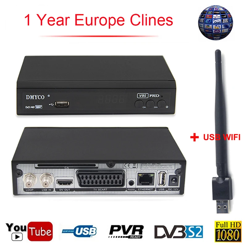 

DVB-S2 HD Digital Satellite Receptor H.264 MPEG-5 LNB TV Tuner Support DVB bisskey youtube 1 Year Spain Cline Satellite Receiver