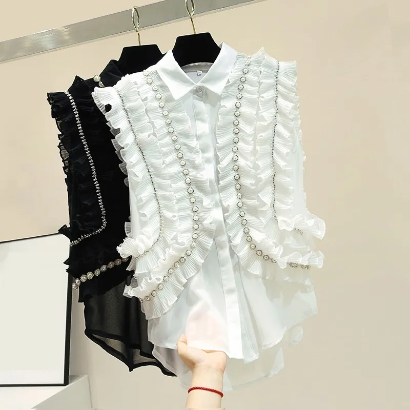 TWOTWINSTYLE-Casual-Off-Shoulder-Ruffles-Blouse-Women-Lapel-Sleeveless-Pearl-Oversize-Shirt-Female-Spring-Fashion-2019 (3)