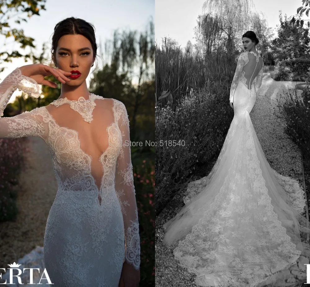 Outstanding Mermaid Tail Wedding Dresses Images Dress Ba 42 Vestido De Noiva New Style Top Quality Long Sleeve White Lace
