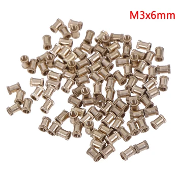

100pcs M3x6mm Threaded Round Brass Knurl Thread Insert Nuts Brass Tone Nuts