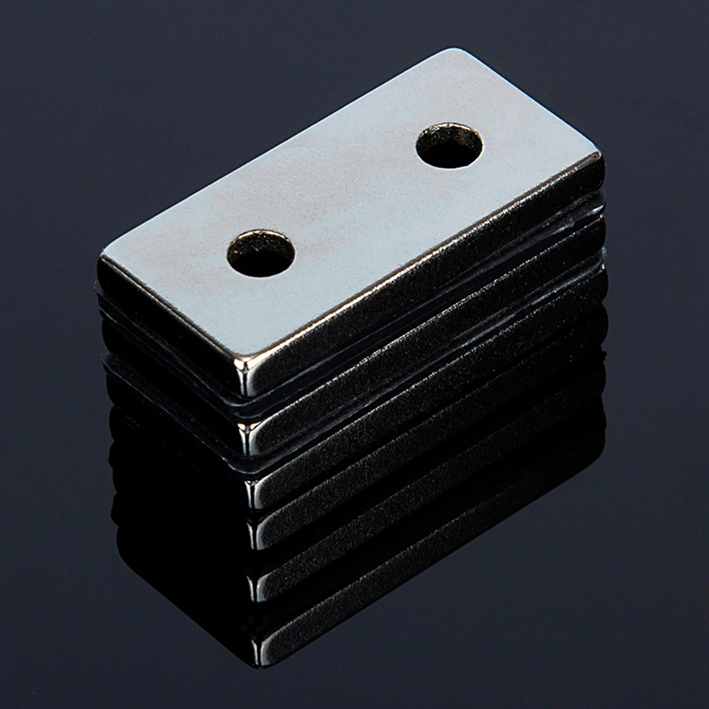 3 шт. N52 Сильный магнит 40x20x5 мм двойное отверстие 5 мм D потайной редкоземельный неодимовый магнит постоянный магнит