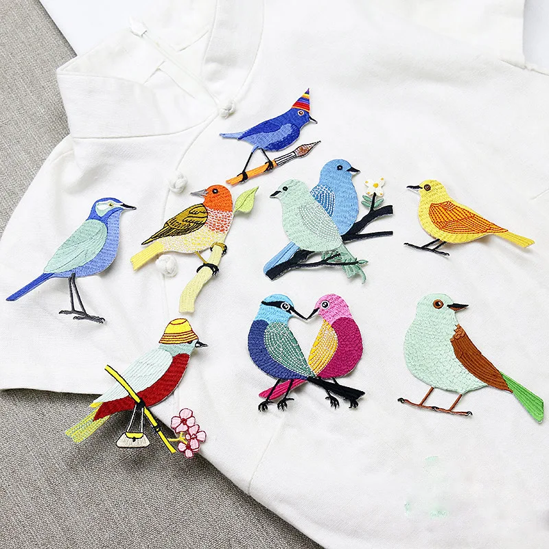 

New high quality 8pcs/set embroidery patches for clothes, bird design parches bordados ropa iron on patches for clothing