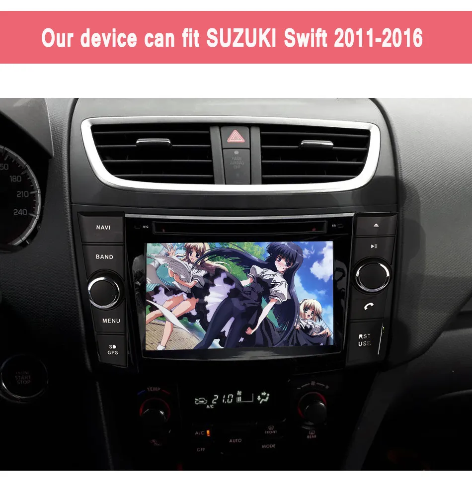 Cheap factory sell 1024*600 HD IPS For Suzuki Swift 2011- in dashboard car multimedia gps radio music fm android 9.0 4g ram rds dab 1