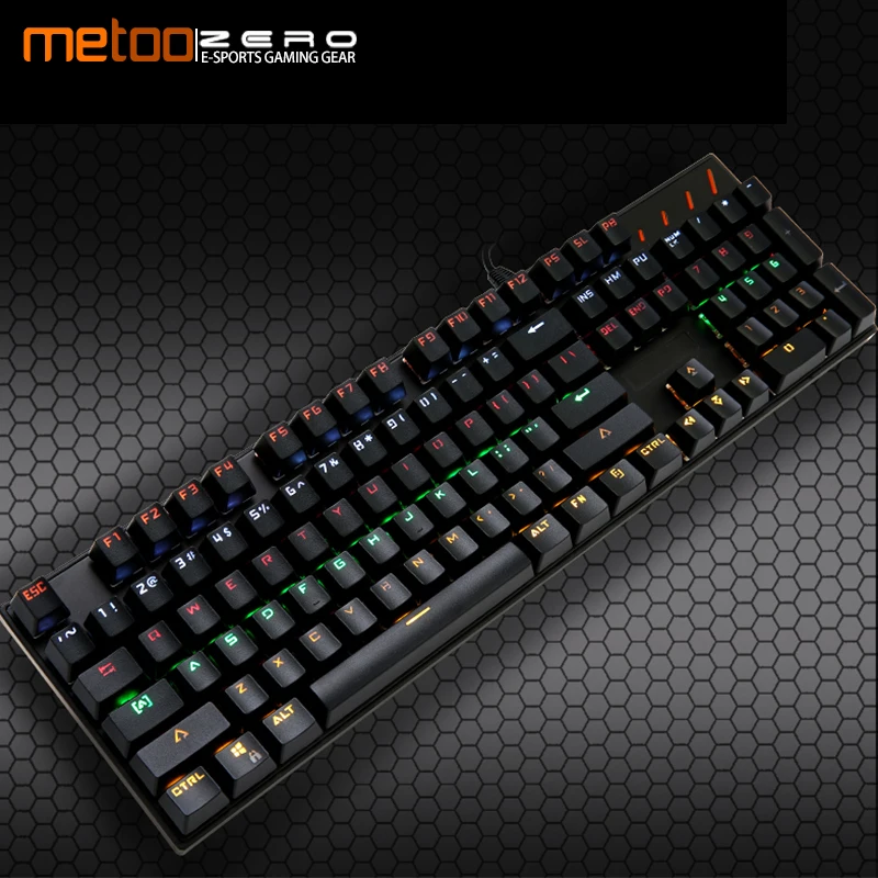 

Metoo Gaming Mechanical Keyboard 104 key Anti-ghosting Luminous Blcak Blue Switch LED Backlit USB Wired Keyboard Russian/English