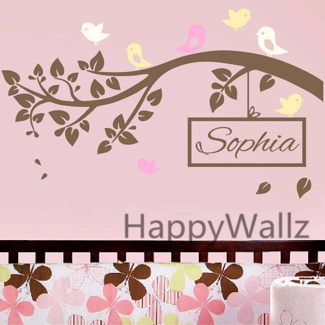 Baby Kindergarten Zweig Wandaufkleber Benutzerdefinierte Name Baum Wandtattoo Kinderzimmer Kinder Name Wanddekore Baum Wandbild Tapete C8 Tree Mural Tree Wall Decalbranch Wall Stickers Aliexpress