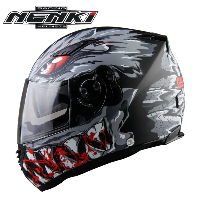 

Racing Iron-ManFull Face Motorcycle Helmet Winter Spider Men Double Lens Casco Motorbike Casque Nenki 830 te