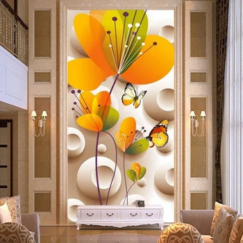 

Custom Cartoon Style Wall Mural Photo Wallpaper 3D Stereoscopic Flowers And Butterfly For Kids living Sofa Backdrop Home Decor