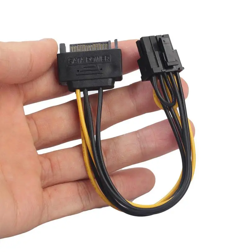 

15Pin SATA Male To 8pin(6+2) PCI-E Male Video Card Power Supply Adapter Cable 18jan31