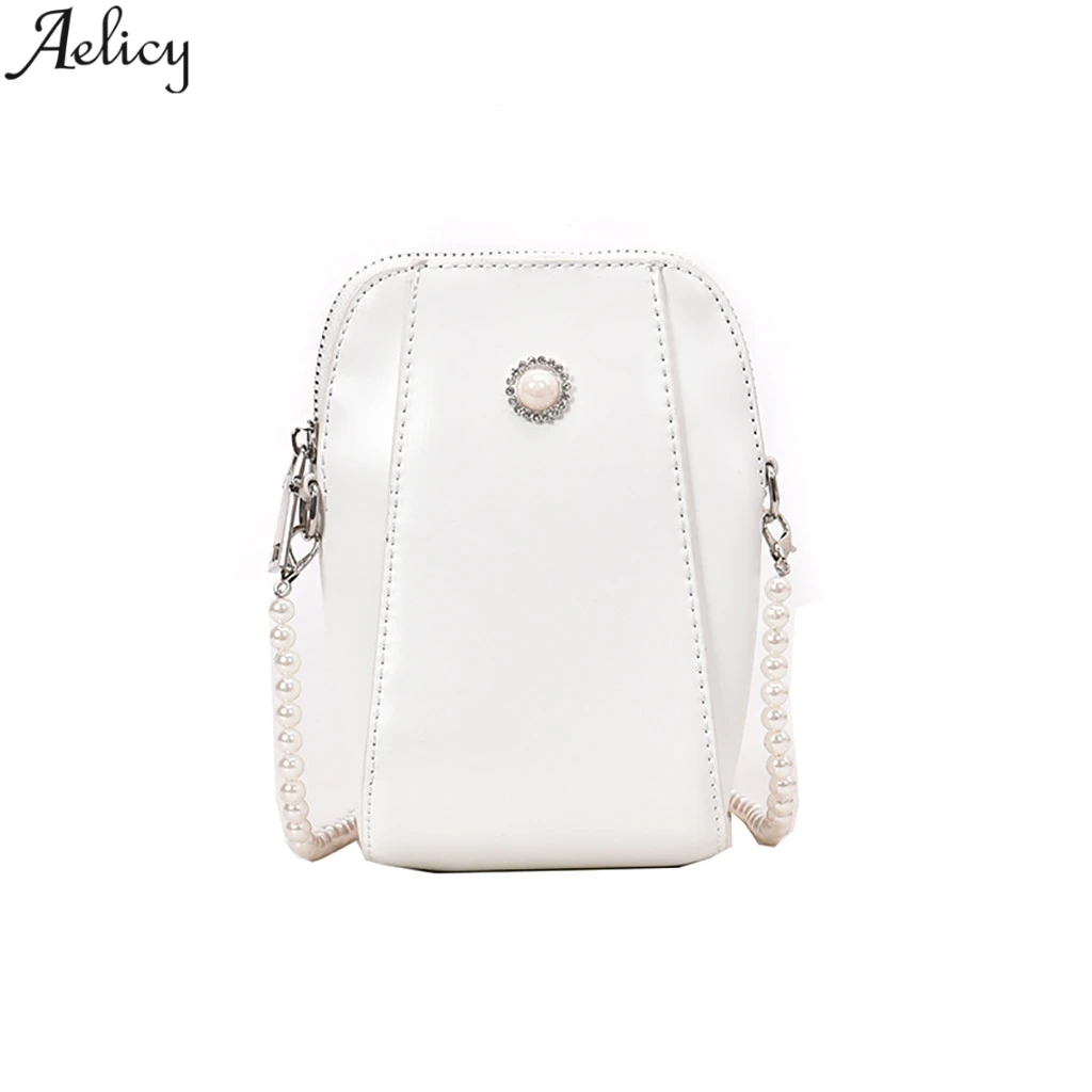 

Aelicy Women Summer Pearl Chain Shoulder Bag Ladies Pu Leather Solid Messenger Bag Stylish Small Square Crossbody Bag Hot Sales