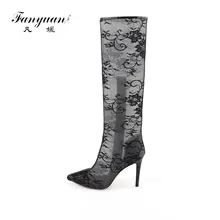 Fanyuan/Весна-осень танцевальные сапоги на шпильке модные Обувь на высоком каблуке 9 см сапоги до колена высокие сапоги модная обувь женские пикантные ботинки с высоким голенищем