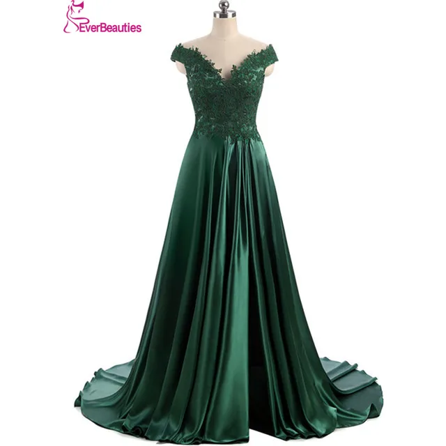 Robe De Soirée Elie Saab Robe de Soirée 2018 Longue Foncé vert Cap Manches Split Conception