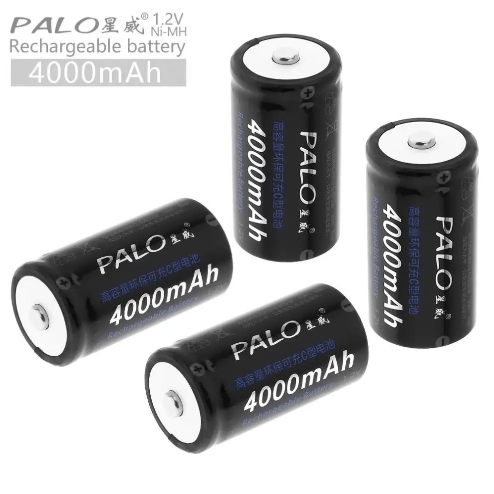 Online PALO 4 stücke 4000mAh 1,2 V C Größe Ni Mh Akku mit Geringe Selbstentladung für Haushalt Taschenlampe wasser Heizung Spielzeug