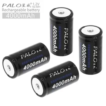 

PALO 4pcs 4000mAh 1.2V C/Size Ni-MH Rechargeable Battery with Low Self Discharge for Household Flashlight Water Heater Toy
