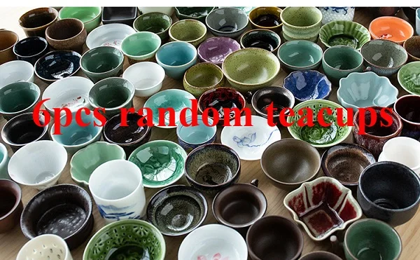 6PCS random teacups 6 шт.! Цзиндэчжэнь посуда для чая, случайный чайный горшок, чайный набор чашек для домашних животных, чайный набор, керамическая чаша, чайные чашки кунг-фу, китайский фарфор, целадон - Цвет: 6PCS random teacups