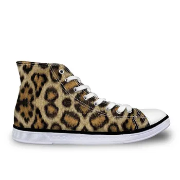 

Canvas Print Man Shoes Leopard Pattern Male Sneakers Flat Custom High Top Men Shoe Casual Lace Up Breathable Classic