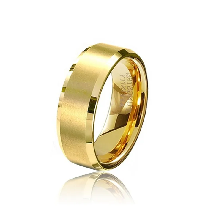 8 мм Мужские золотые кольца из карбида вольфрама мужские обручальные кольца большие золотые кольца Размер 4-14 TU051RW